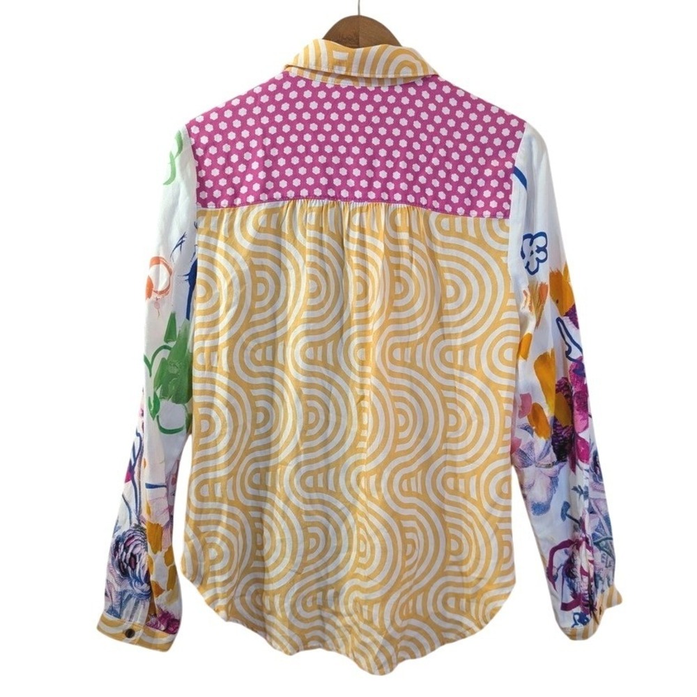 Maeve Anthropologie Mixed Print Button Down Women Sz S Multi Excellent Patchwork - Picture 3 of 14